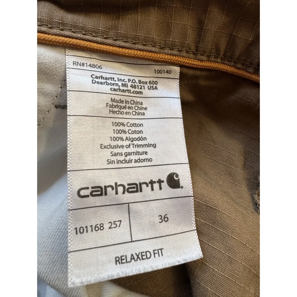 Carhartt‎ Force Relaxed Fit Men's Utility Cargo Shorts Tan Khaki Brown Sz 36